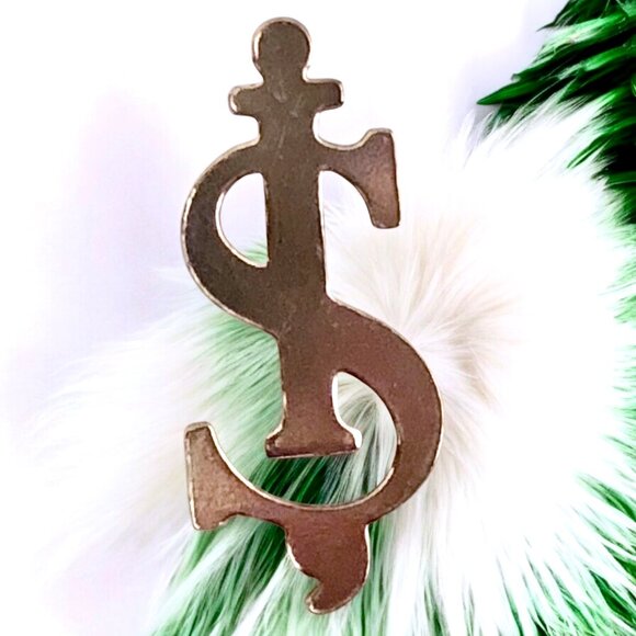 Vintage Sterling Silver Dollar Sign Push Pin Brooch Tie Tack Money Signed Tiny - Picture 12 of 12